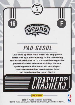 2016-17 Donruss - Crashers Press Proof #3 Pau Gasol Back
