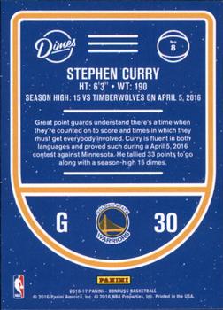 2016-17 Donruss - Dimes #8 Stephen Curry Back