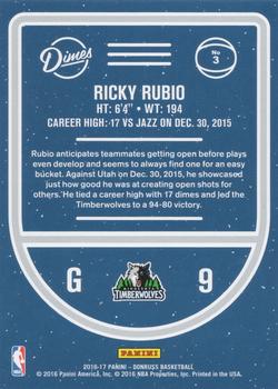 2016-17 Donruss - Dimes Press Proof #3 Ricky Rubio Back