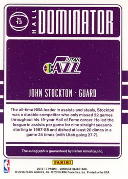 2016-17 Donruss - Dominator Signatures #37 John Stockton Back