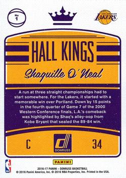 2016-17 Donruss - Hall Kings Press Proof #1 Shaquille O'Neal Back