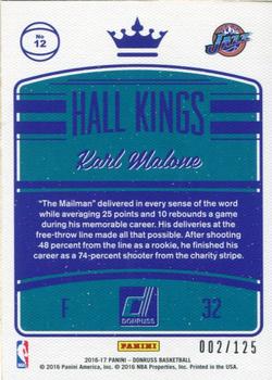 2016-17 Donruss - Hall Kings Press Proof Orange #12 Karl Malone Back