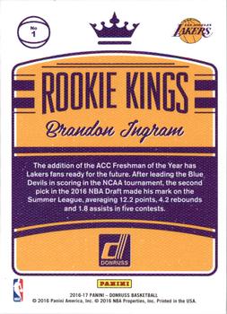 2016-17 Donruss - Rookie Kings #1 Brandon Ingram Back