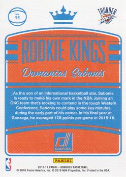 2016-17 Donruss - Rookie Kings #11 Domantas Sabonis Back
