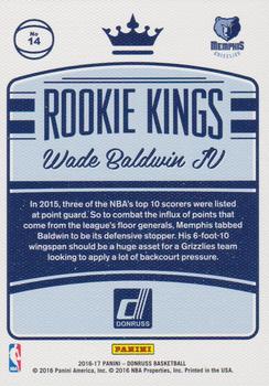 2016-17 Donruss - Rookie Kings #14 Wade Baldwin IV Back
