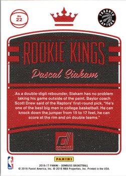 2016-17 Donruss - Rookie Kings #22 Pascal Siakam Back