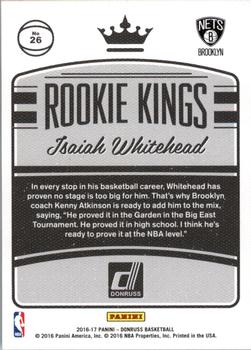 2016-17 Donruss - Rookie Kings #26 Isaiah Whitehead Back
