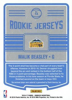 2016-17 Donruss - Rookie Jerseys #14 Malik Beasley Back