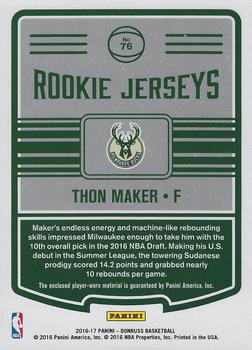 2016-17 Donruss - Rookie Jerseys #76 Thon Maker Back