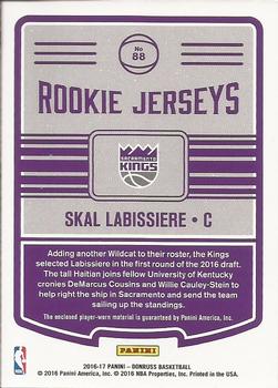 2016-17 Donruss - Rookie Jerseys #88 Skal Labissiere Back
