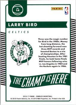 2016-17 Donruss - The Champ is Here Press Proof #14 Larry Bird Back