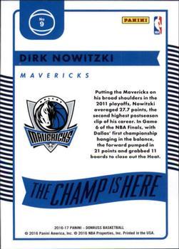 2016-17 Donruss - The Champ is Here Press Proof Blue #9 Dirk Nowitzki Back