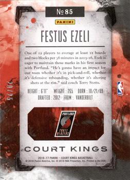 2016-17 Panini Court Kings - Sapphire #85 Festus Ezeli Back