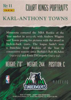 2016-17 Panini Court Kings - Portraits #11 Karl-Anthony Towns Back