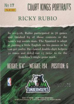 2016-17 Panini Court Kings - Portraits #17 Ricky Rubio Back