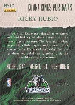 2016-17 Panini Court Kings - Portraits Ruby #17 Ricky Rubio Back