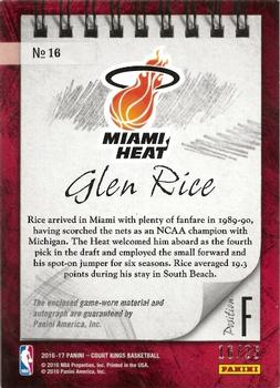 2016-17 Panini Court Kings - Sketches and Swatches Prime #16 Glen Rice Back