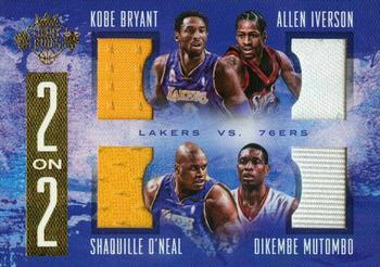2016-17 Panini Court Kings - 2 on 2 Quad Memorabilia Prime #10 Shaquille O'Neal  / Allen Iverson / Dikembe Mutombo / Kobe Bryant Front