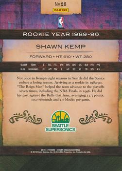 2016-17 Panini Court Kings - 5x7 Box Toppers Rookie Royalty #25 Shawn Kemp Back