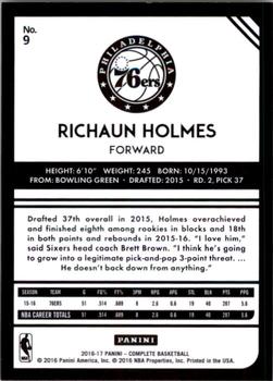 2016-17 Panini Complete #9 Richaun Holmes Back