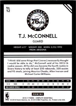 2016-17 Panini Complete #12 T.J. McConnell Back