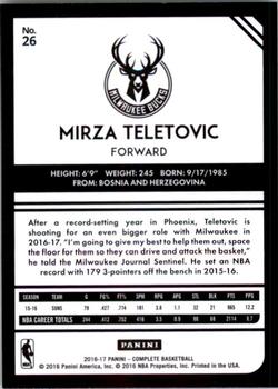 2016-17 Panini Complete #26 Mirza Teletovic Back