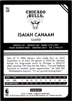 2016-17 Panini Complete #28 Isaiah Canaan Back