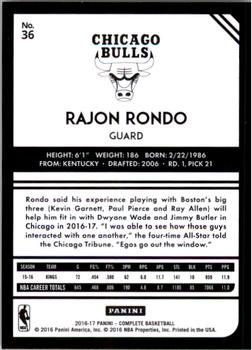 2016-17 Panini Complete #36 Rajon Rondo Back