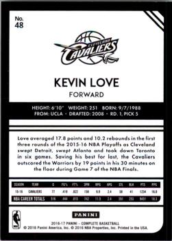 2016-17 Panini Complete #48 Kevin Love Back