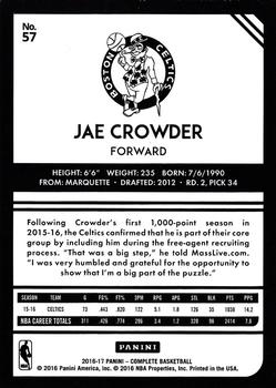 2016-17 Panini Complete #57 Jae Crowder Back