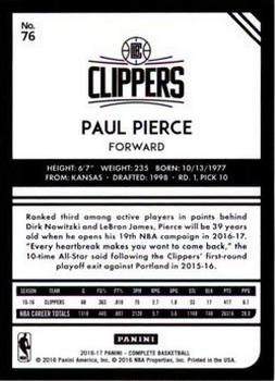 2016-17 Panini Complete #76 Paul Pierce Back