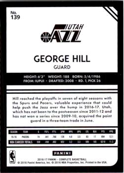 2016-17 Panini Complete #139 George Hill Back