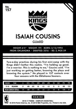 2016-17 Panini Complete #157 Isaiah Cousins Back