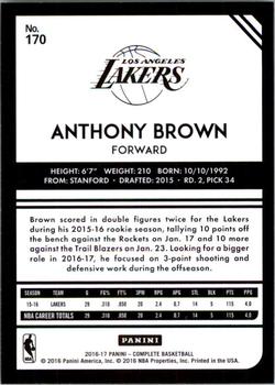 2016-17 Panini Complete #170 Anthony Brown Back