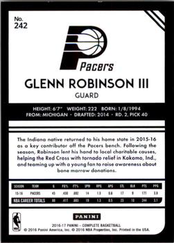 2016-17 Panini Complete #242 Glenn Robinson III Back