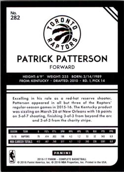 2016-17 Panini Complete #282 Patrick Patterson Back