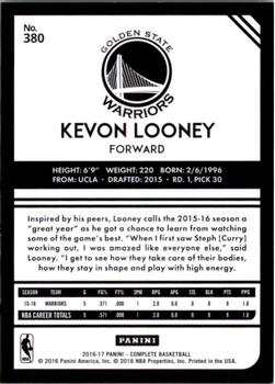 2016-17 Panini Complete #380 Kevon Looney Back