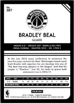 2016-17 Panini Complete #387 Bradley Beal Back