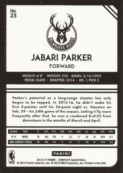 2016-17 Panini Complete - Silver #23 Jabari Parker Back