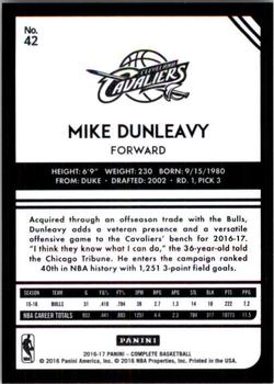 2016-17 Panini Complete - Silver #42 Mike Dunleavy Back