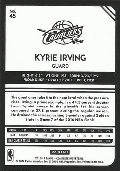 2016-17 Panini Complete - Silver #45 Kyrie Irving Back