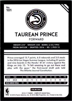 2016-17 Panini Complete - Silver #101 Taurean Prince Back