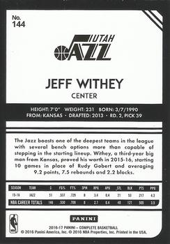 2016-17 Panini Complete - Silver #144 Jeff Withey Back