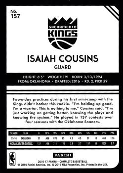 2016-17 Panini Complete - Silver #157 Isaiah Cousins Back