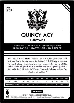 2016-17 Panini Complete - Silver #207 Quincy Acy Back