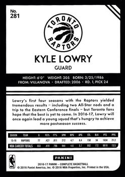 2016-17 Panini Complete - Silver #281 Kyle Lowry Back