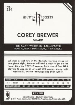 2016-17 Panini Complete - Silver #294 Corey Brewer Back