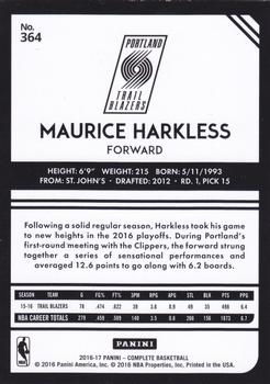 2016-17 Panini Complete - Silver #364 Maurice Harkless Back