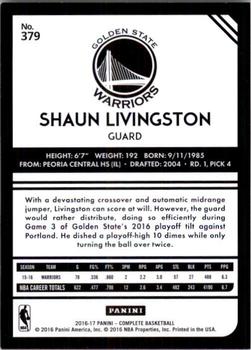 2016-17 Panini Complete - Silver #379 Shaun Livingston Back