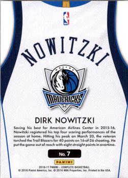 2016-17 Panini Complete - Home #7 Dirk Nowitzki Back